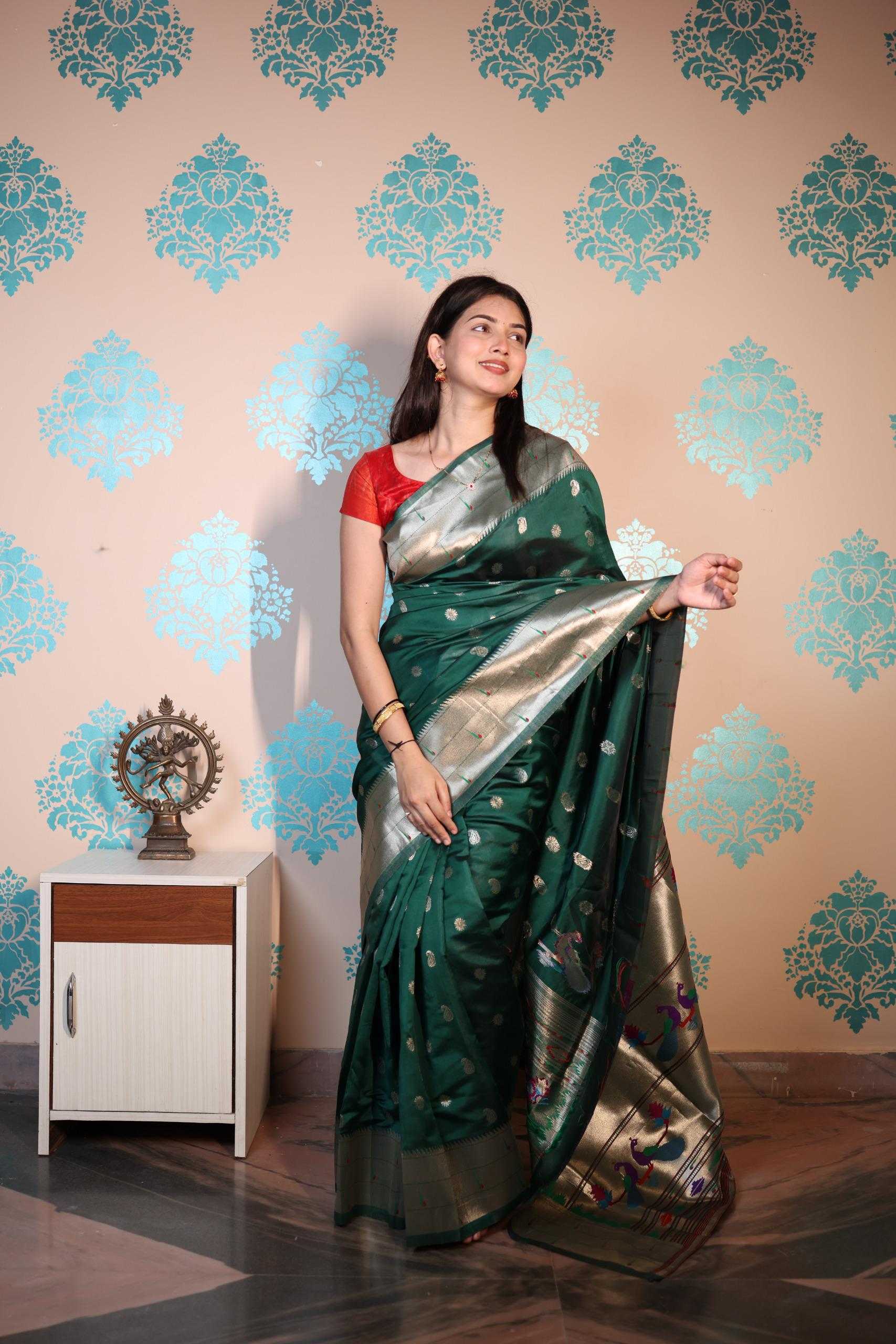 Ynf Soft Silk KESH672 morni paithani Silk Sarees Wholesale Soft Silk Sarees Designer Silk Sarees Zari Border Silk Sarees Manufacturer- Kapda Export