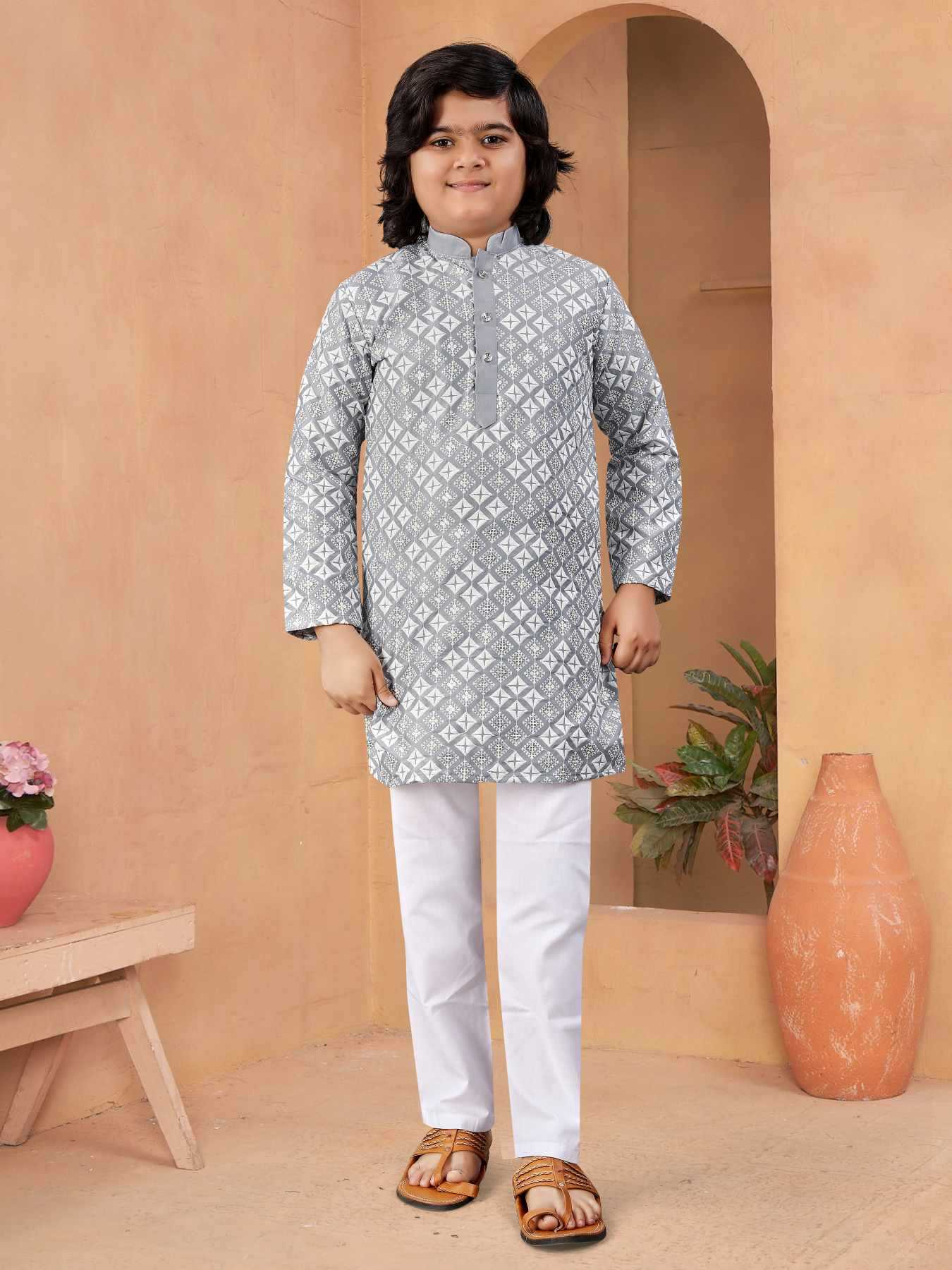 Ynf Soft Silk KESH747 MIRROR Kids Wear Wholesale Boys Kurta Pyjama Boys Ethnic Wear Kids Party Wear Ethnic Manufacturer- Kapda Export