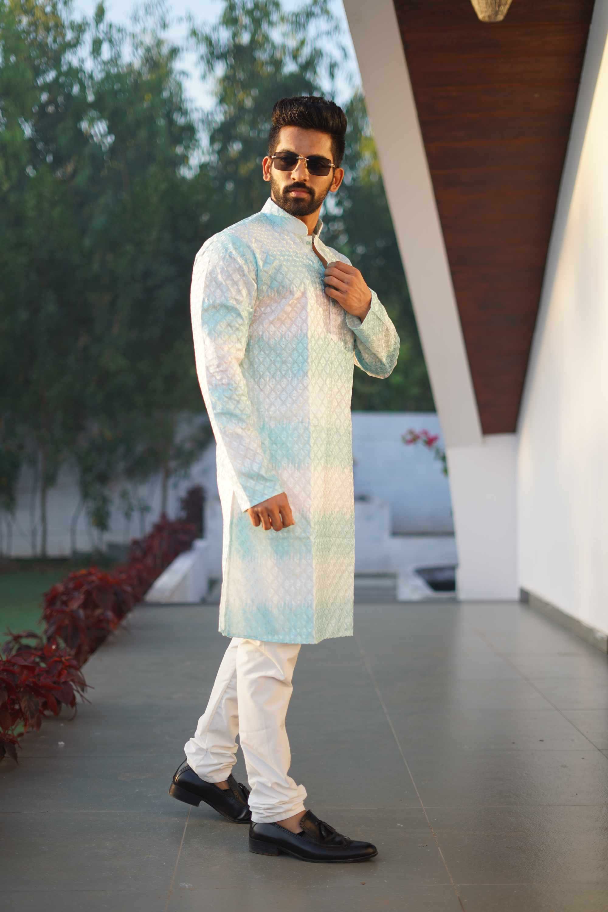 Ynf Soft Silk KESH747 RAINBOW Mens Wear Wholesale Mens Kurta Pyjama Men Cotton Kurta Embroidered Kurta Pajama Manufacturer- Kapda Export