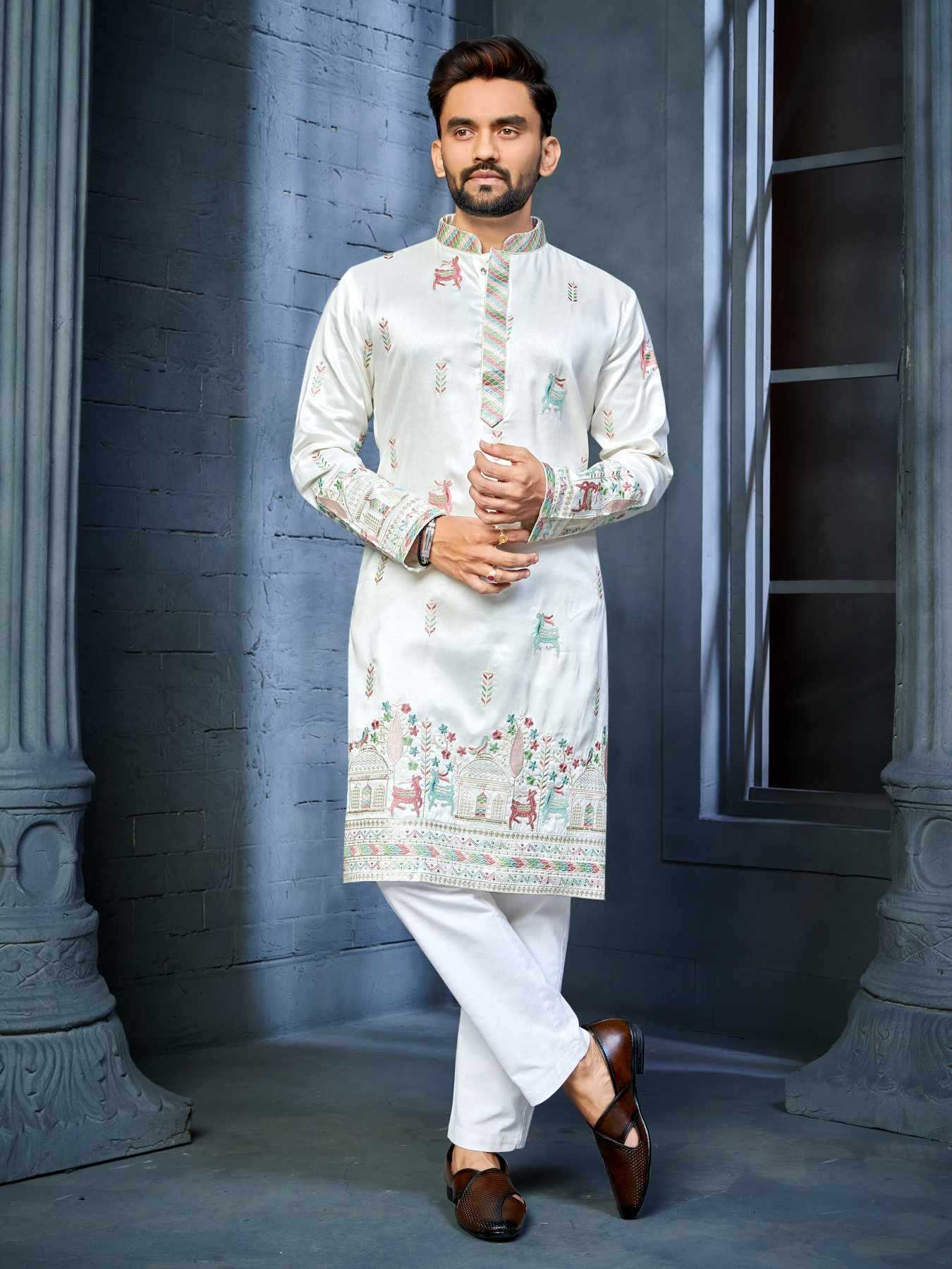 Ynf Soft Silk KESH747 RIVAYAT Mens Wear Wholesale Men Cotton Kurta Embroidered Kurta Pajama Designer Ethnic Set Manufacturer- Kapda Export