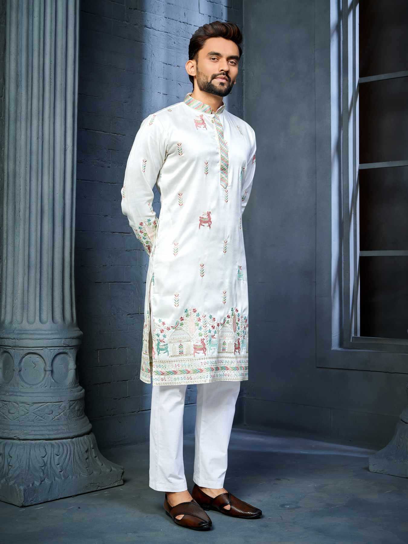 Ynf Soft Silk KESH747 RIVAYAT Mens Wear Wholesale Men Cotton Kurta Embroidered Kurta Pajama Designer Ethnic Set Manufacturer- Kapda Export