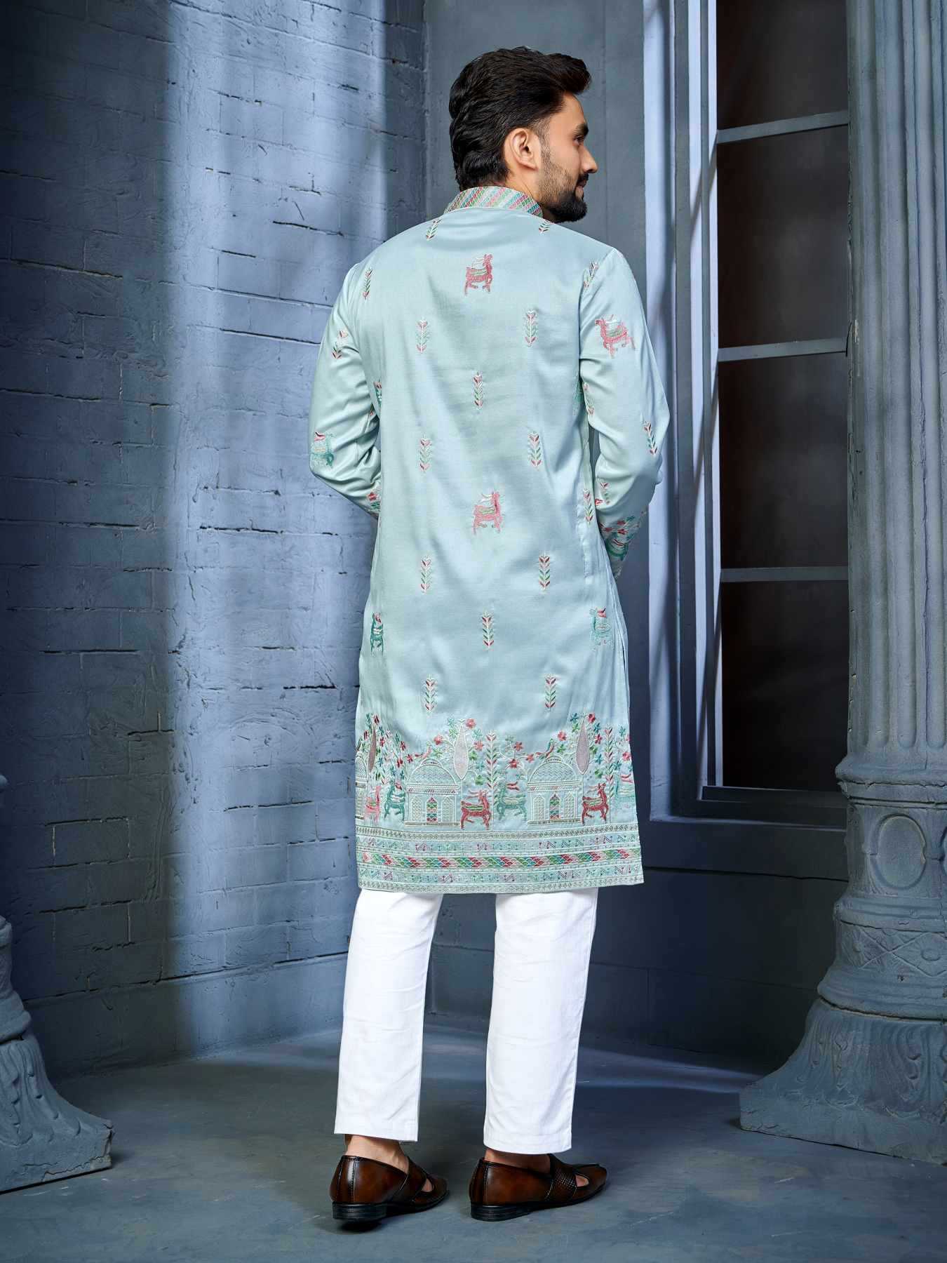 Ynf Soft Silk KESH747 RIVAYAT Mens Wear Wholesale Men Cotton Kurta Embroidered Kurta Pajama Designer Ethnic Set Manufacturer- Kapda Export