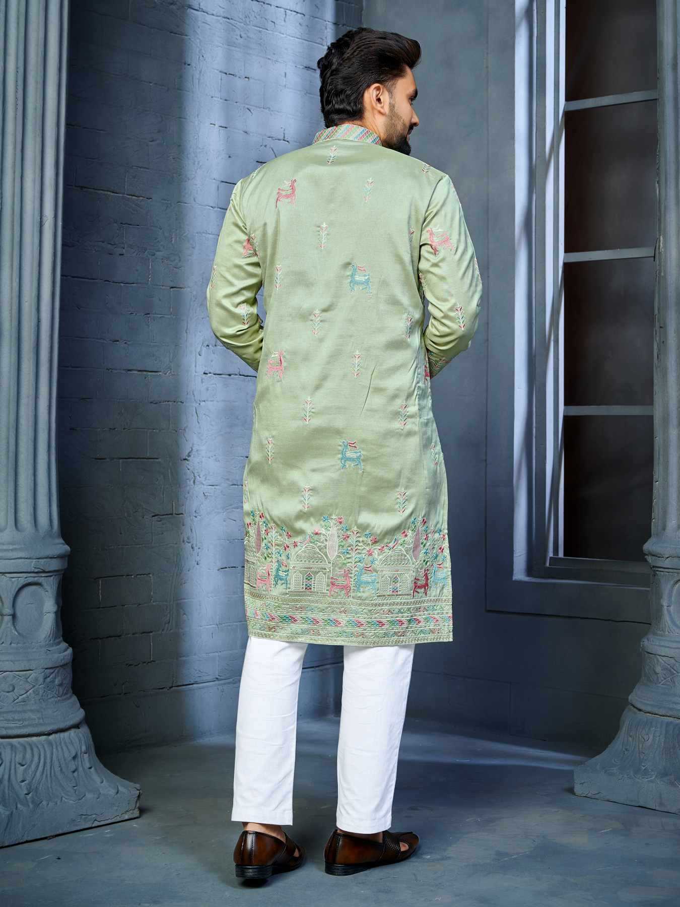 Ynf Soft Silk KESH747 RIVAYAT Mens Wear Wholesale Men Cotton Kurta Embroidered Kurta Pajama Designer Ethnic Set Manufacturer- Kapda Export