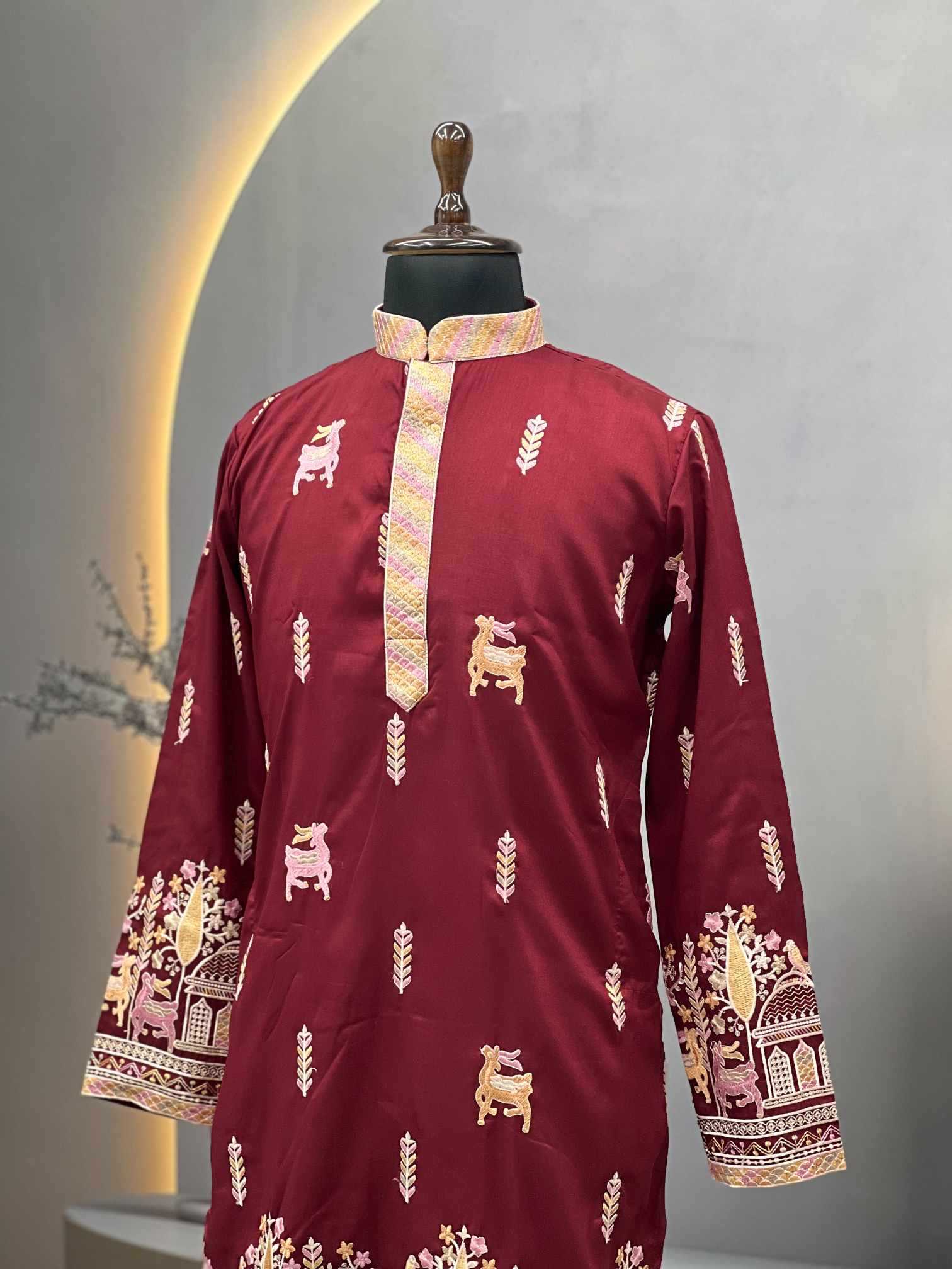 Ynf Soft Silk KESH747 RIVAYAT Mens Wear Wholesale Men Cotton Kurta Embroidered Kurta Pajama Designer Ethnic Set Manufacturer- Kapda Export