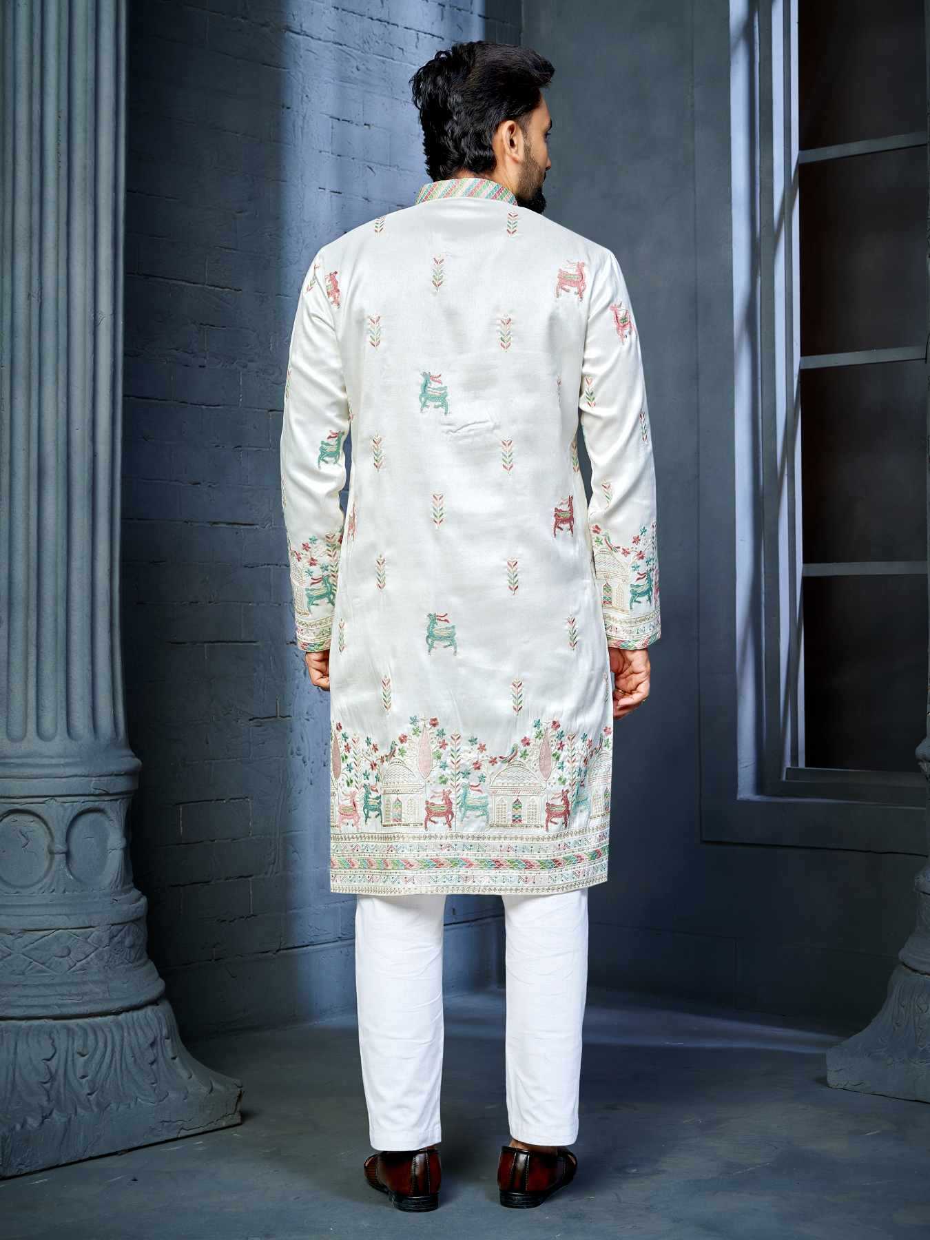 Ynf Soft Silk KESH747 RIVAYAT Mens Wear Wholesale Men Cotton Kurta Embroidered Kurta Pajama Designer Ethnic Set Manufacturer- Kapda Export