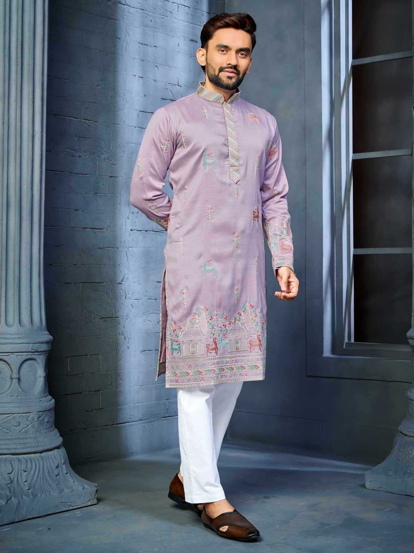 Ynf Soft Silk KESH747 RIVAYAT Mens Wear Wholesale Men Cotton Kurta Embroidered Kurta Pajama Designer Ethnic Set Manufacturer- Kapda Export