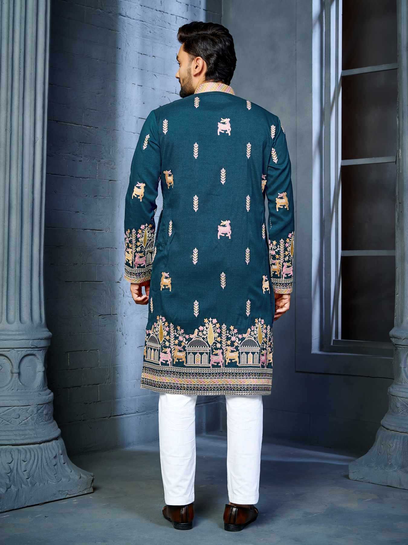 Ynf Soft Silk KESH747 RIVAYAT Mens Wear Wholesale Men Cotton Kurta Embroidered Kurta Pajama Designer Ethnic Set Manufacturer- Kapda Export