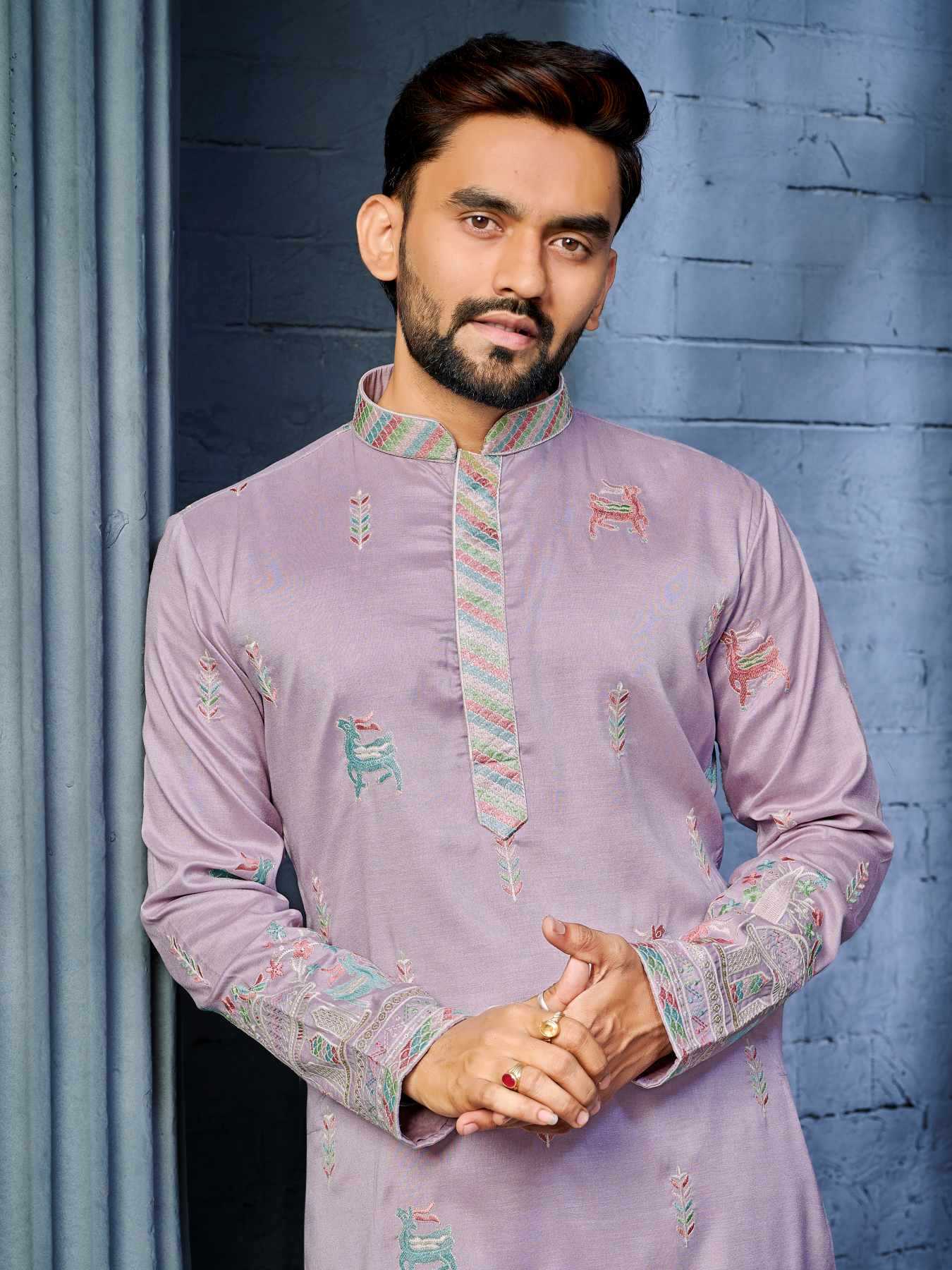 Ynf Soft Silk KESH747 RIVAYAT Mens Wear Wholesale Men Cotton Kurta Embroidered Kurta Pajama Designer Ethnic Set Manufacturer- Kapda Export