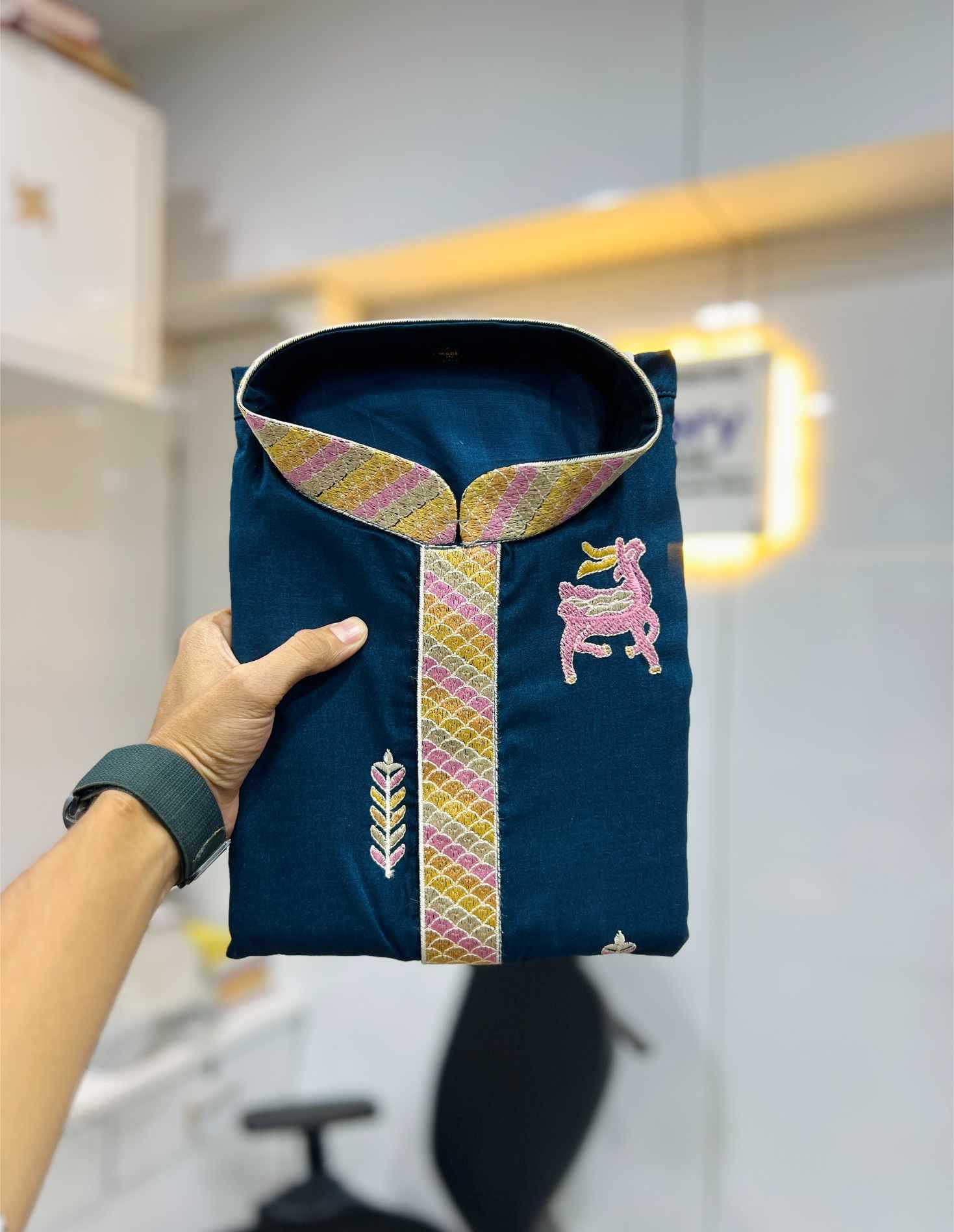 Ynf Soft Silk KESH747 RIVAYAT Mens Wear Wholesale Men Cotton Kurta Embroidered Kurta Pajama Designer Ethnic Set Manufacturer- Kapda Export