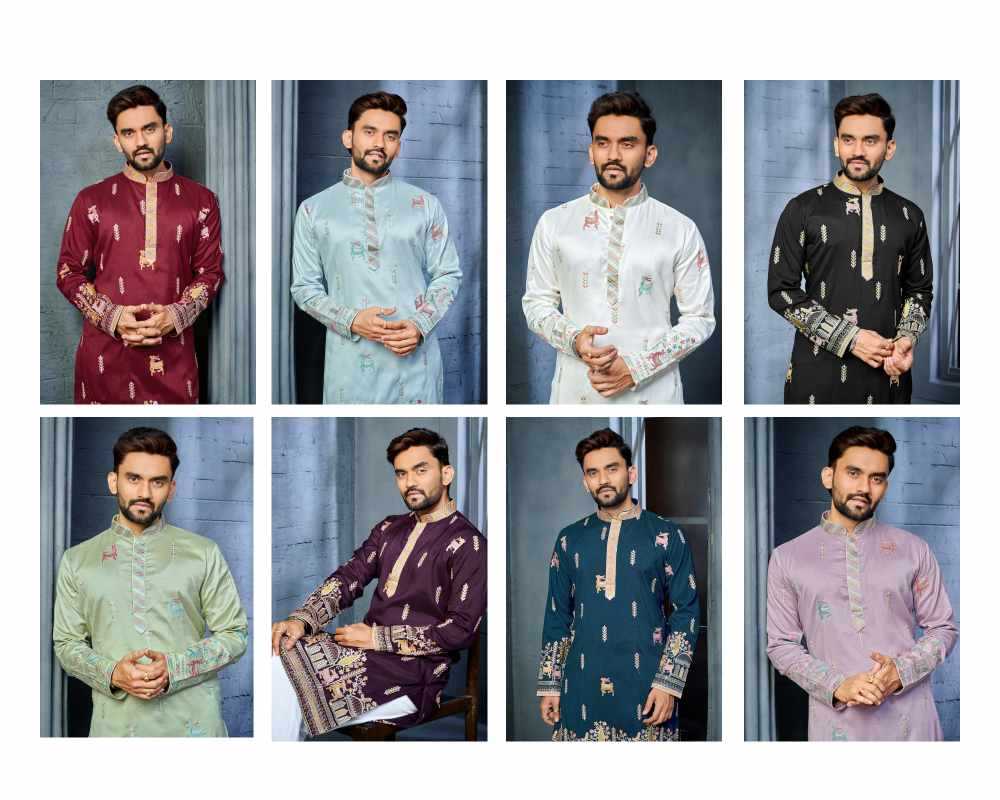 Ynf Soft Silk KESH747 RIVAYAT Mens Wear Wholesale Men Cotton Kurta Embroidered Kurta Pajama Designer Ethnic Set Manufacturer- Kapda Export