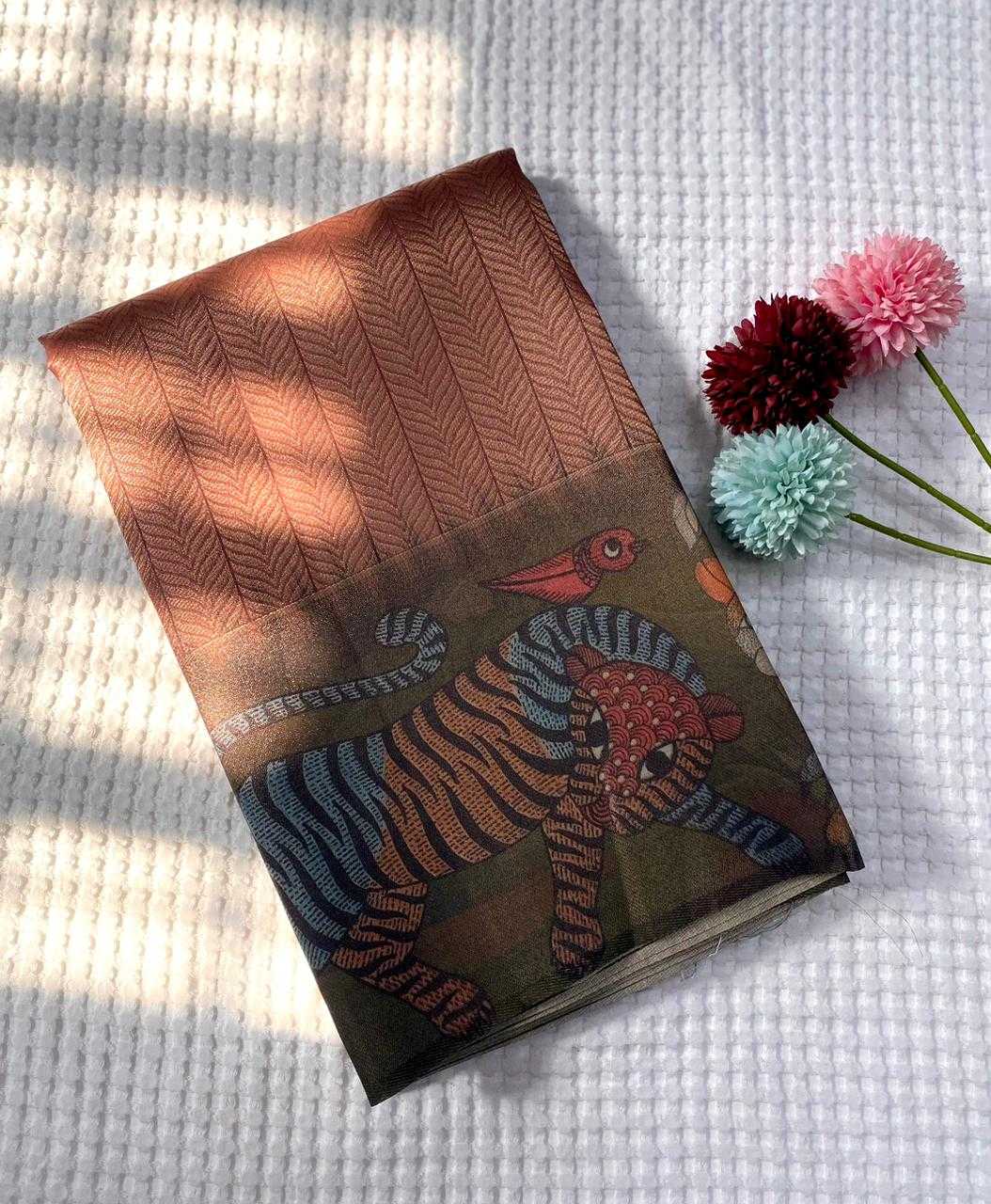 Ynf Tissue KESH249 Zarina Sarees Wholesale Designer Sarees Printed Sarees Jacquard Saree Manufacturer- Kapda Export