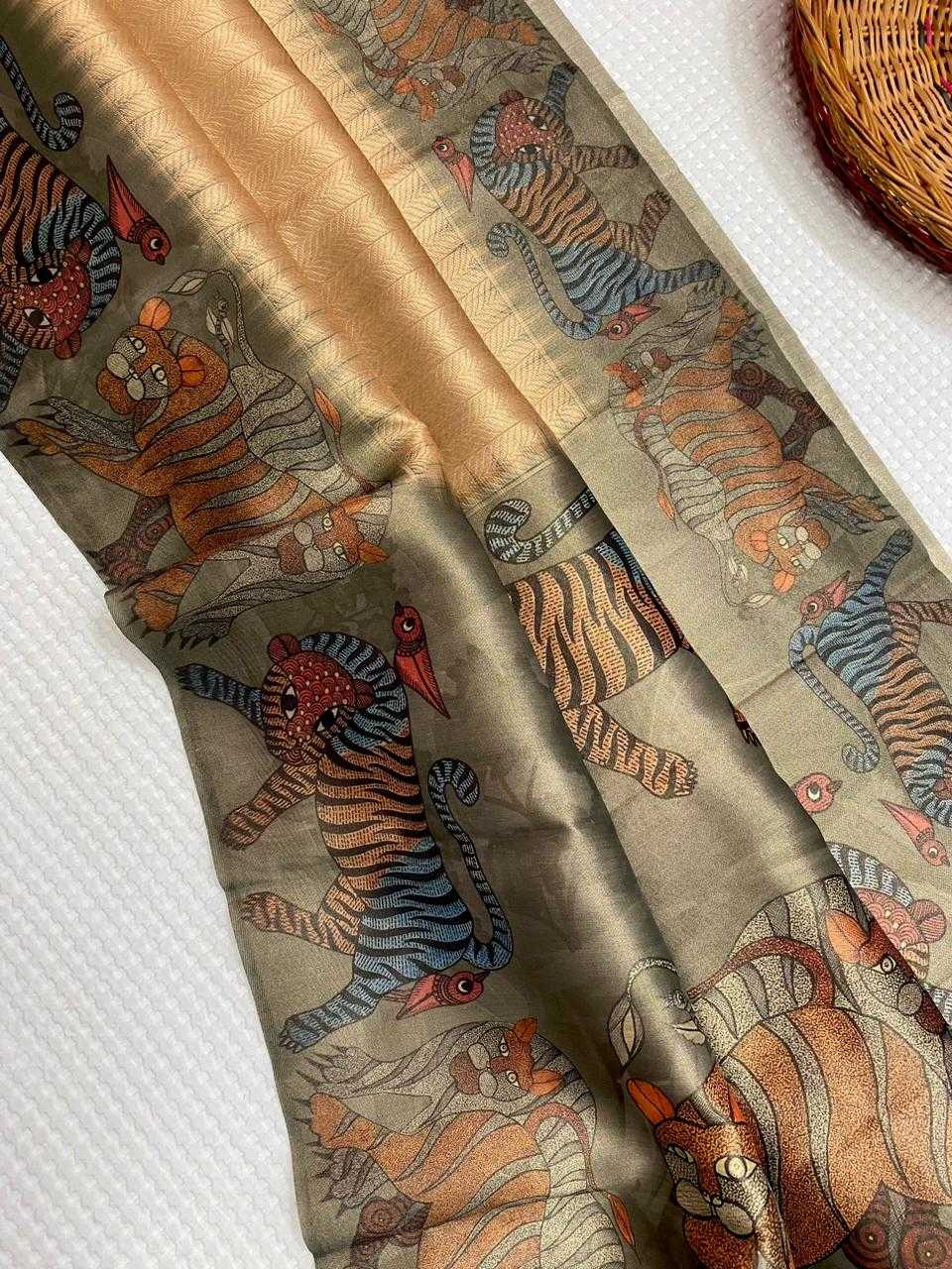 Ynf Tissue KESH249 Zarina Sarees Wholesale Designer Sarees Printed Sarees Jacquard Saree Manufacturer- Kapda Export