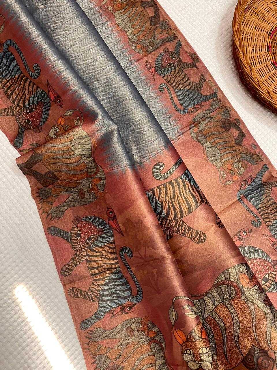 Ynf Tissue KESH249 Zarina Sarees Wholesale Designer Sarees Printed Sarees Jacquard Saree Manufacturer- Kapda Export