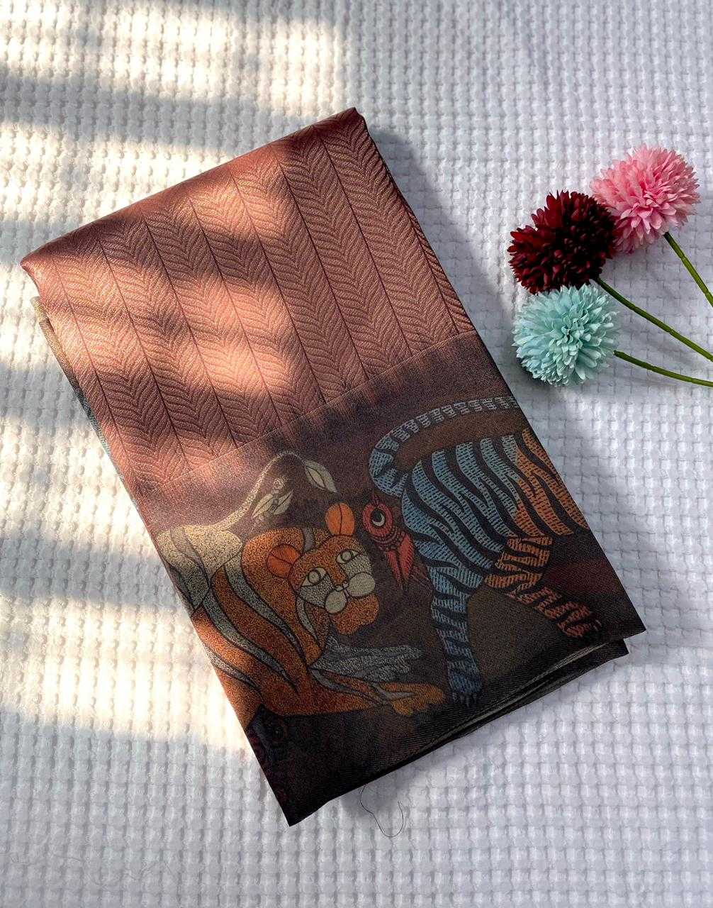 Ynf Tissue KESH249 Zarina Sarees Wholesale Designer Sarees Printed Sarees Jacquard Saree Manufacturer- Kapda Export