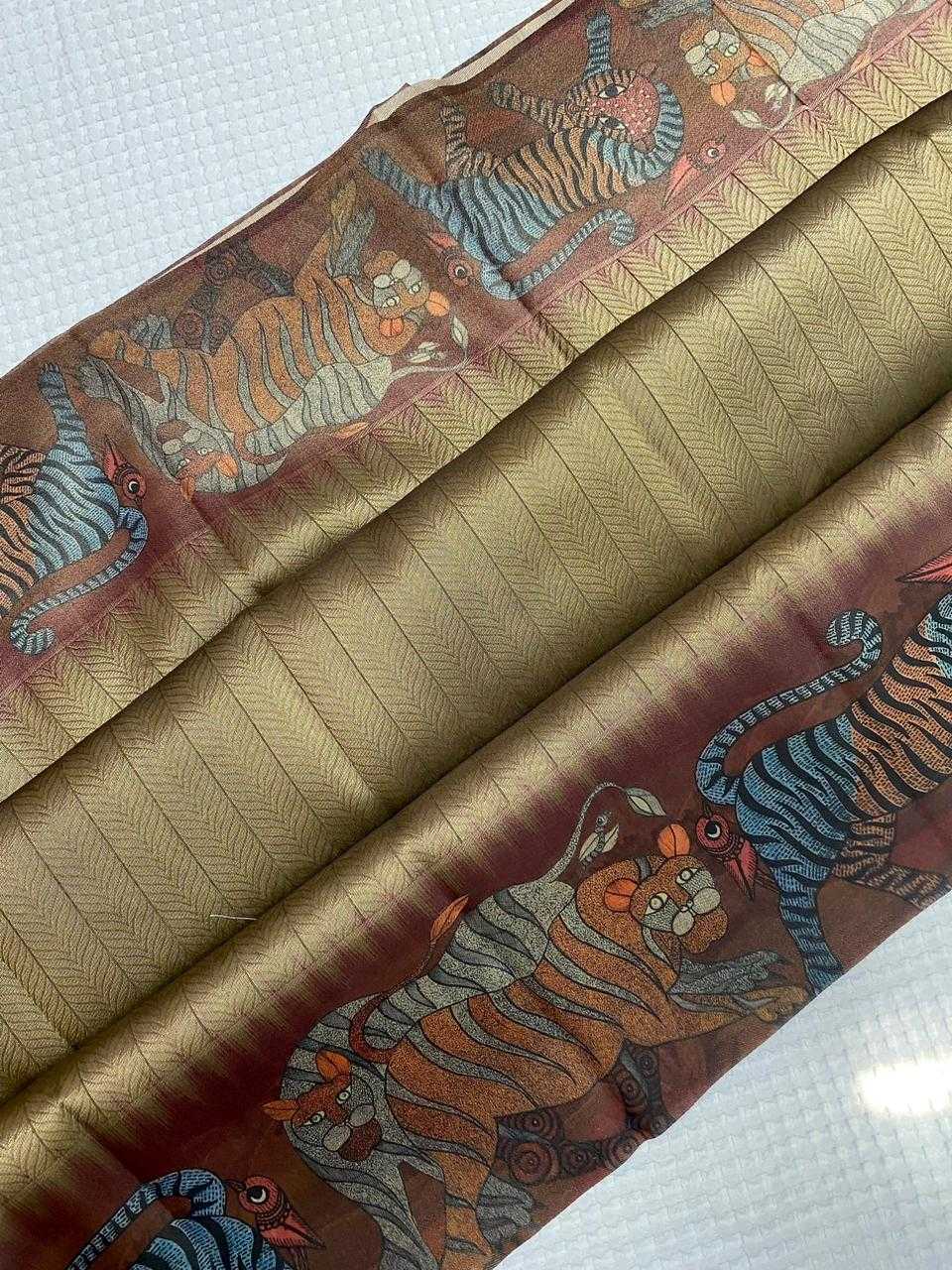 Ynf Tissue KESH249 Zarina Sarees Wholesale Designer Sarees Printed Sarees Jacquard Saree Manufacturer- Kapda Export