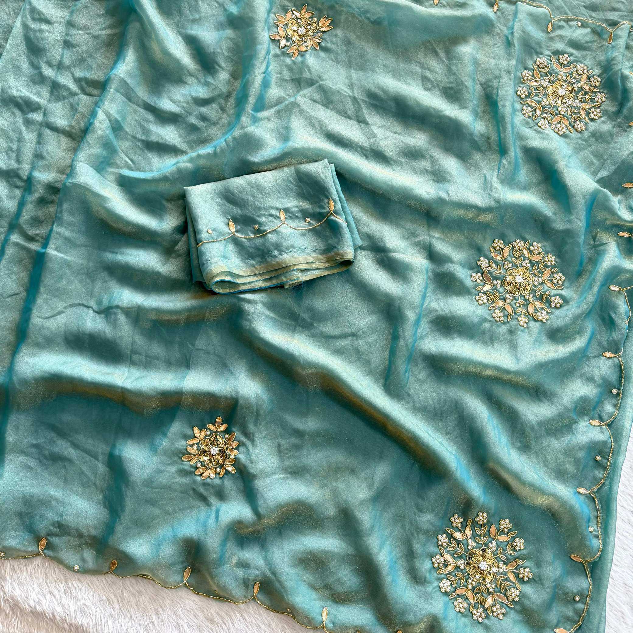 Ynf Tissue KESH549 Samaira Sarees Wholesale Designer Sarees Hand Work Sarees Gota Patti Sarees Manufacturer- Kapda Export