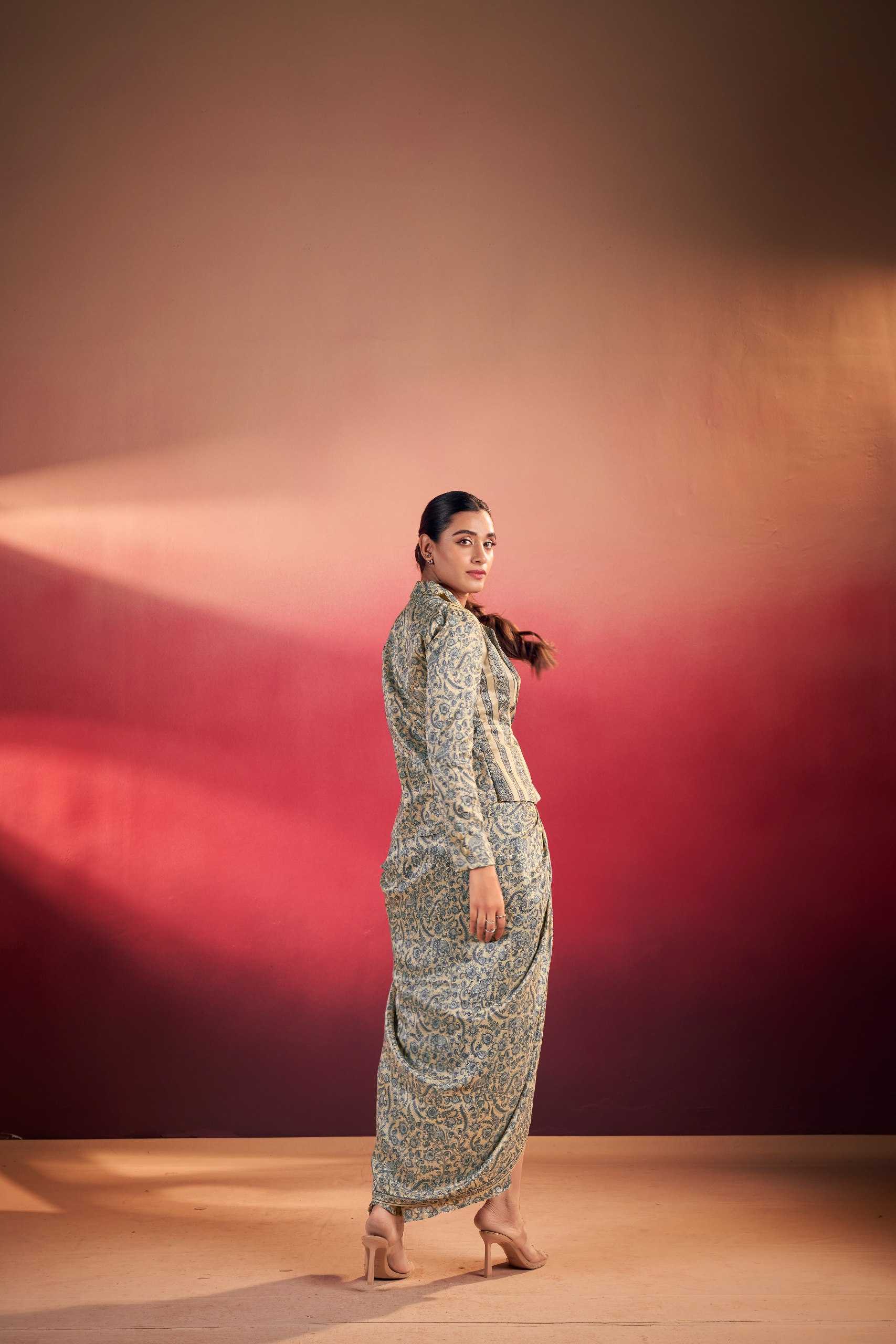 Ynf Tussar Silk KESH134 RUHVEE Western Wears Wholesale Co-ord Set Tops Bottom Wear Manufacturer- Kapda Export