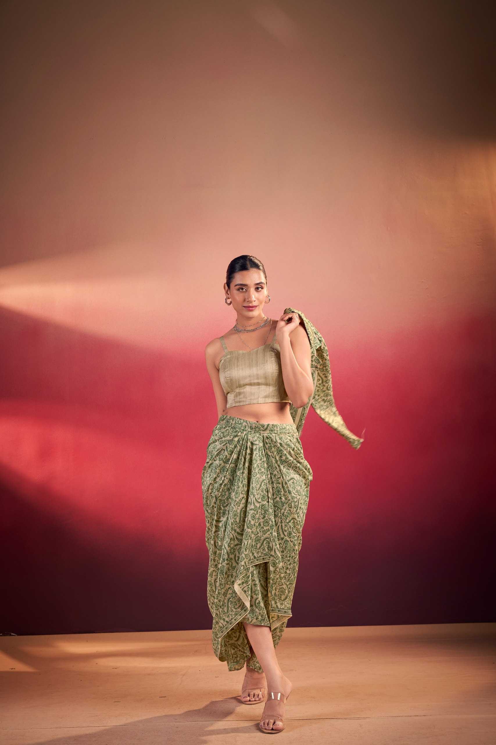 Ynf Tussar Silk KESH134 RUHVEE Western Wears Wholesale Co-ord Set Tops Bottom Wear Manufacturer- Kapda Export