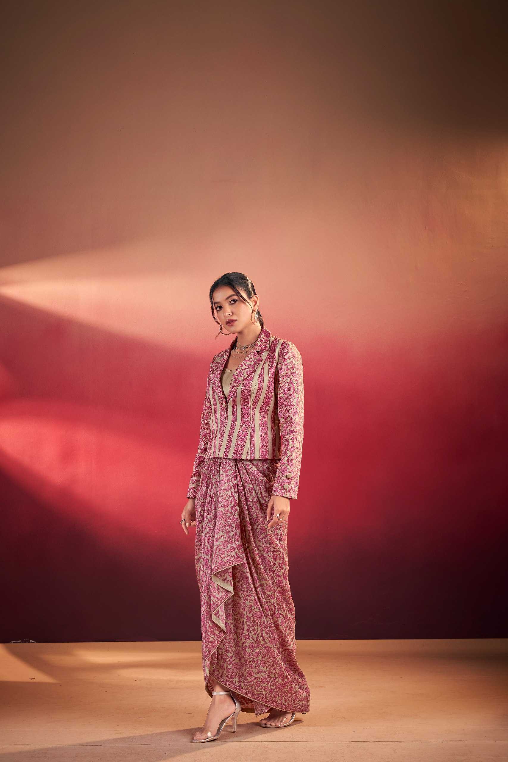 Ynf Tussar Silk KESH134 RUHVEE Western Wears Wholesale Co-ord Set Tops Bottom Wear Manufacturer- Kapda Export