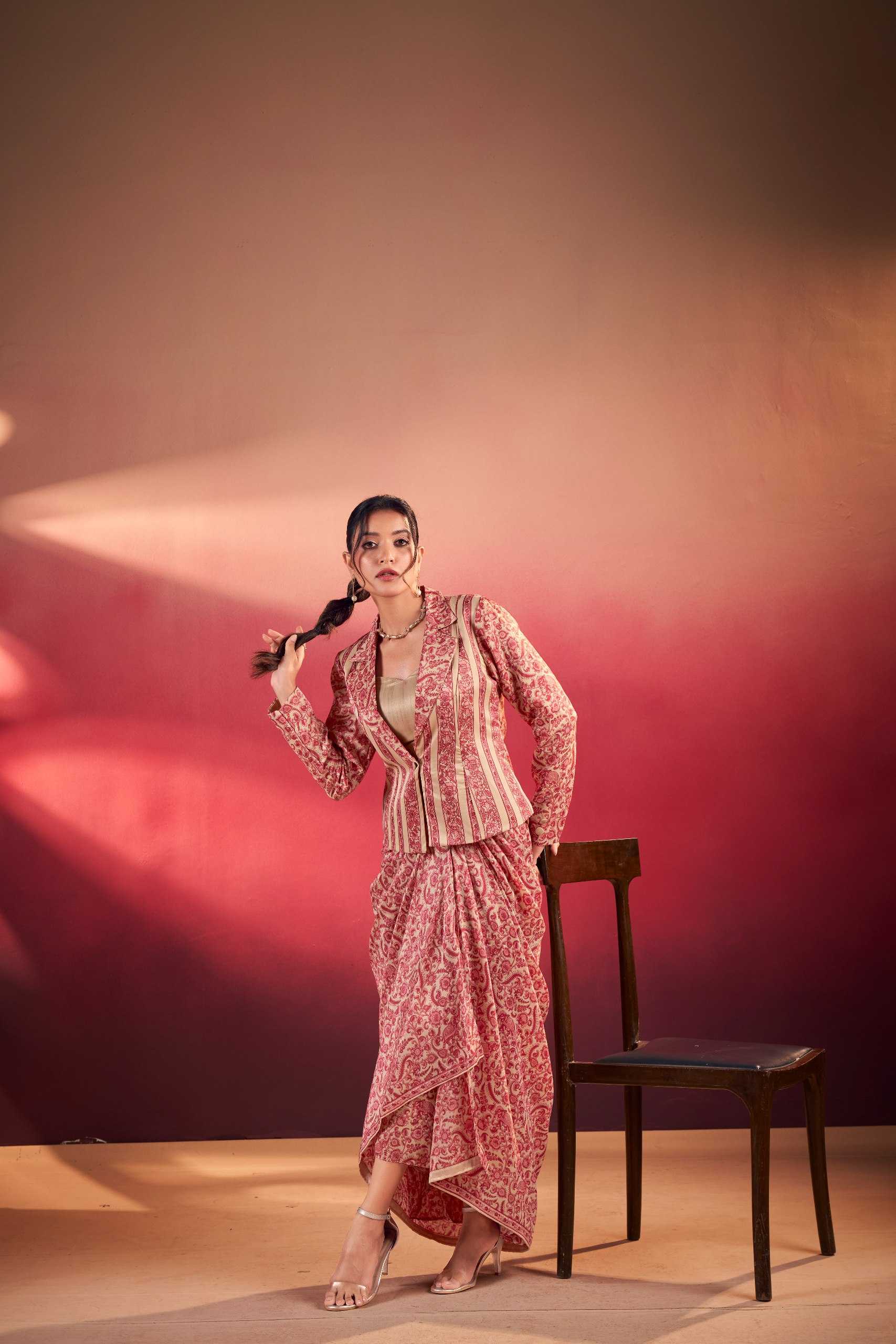 Ynf Tussar Silk KESH134 RUHVEE Western Wears Wholesale Co-ord Set Tops Bottom Wear Manufacturer- Kapda Export