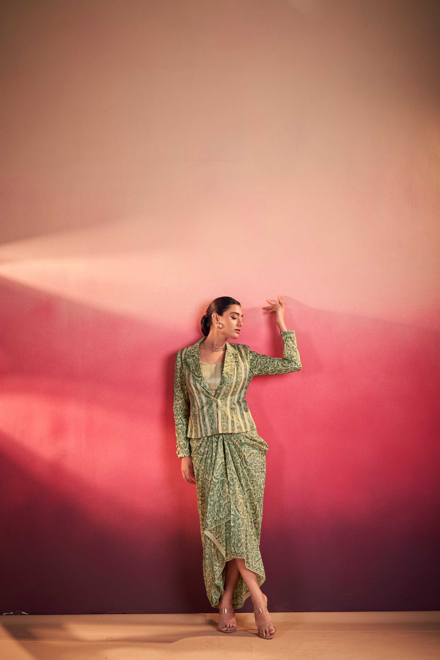 Ynf Tussar Silk KESH134 RUHVEE Western Wears Wholesale Co-ord Set Tops Bottom Wear Manufacturer- Kapda Export