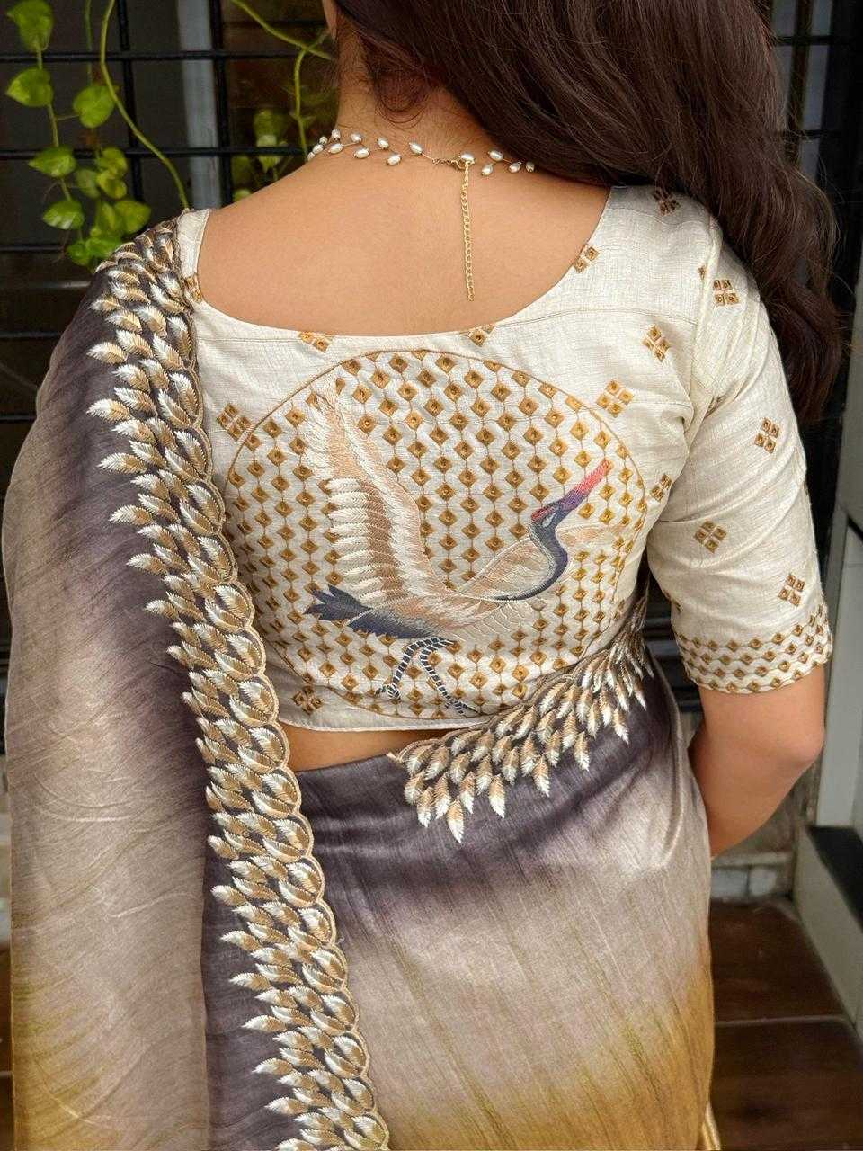 Ynf Tussar Silk KESH501 Flamingo Silk Sarees Wholesale Party Wear Silk Sarees Designer Silk Sarees Embroidered Silk Sarees Manufacturer- Kapda Export