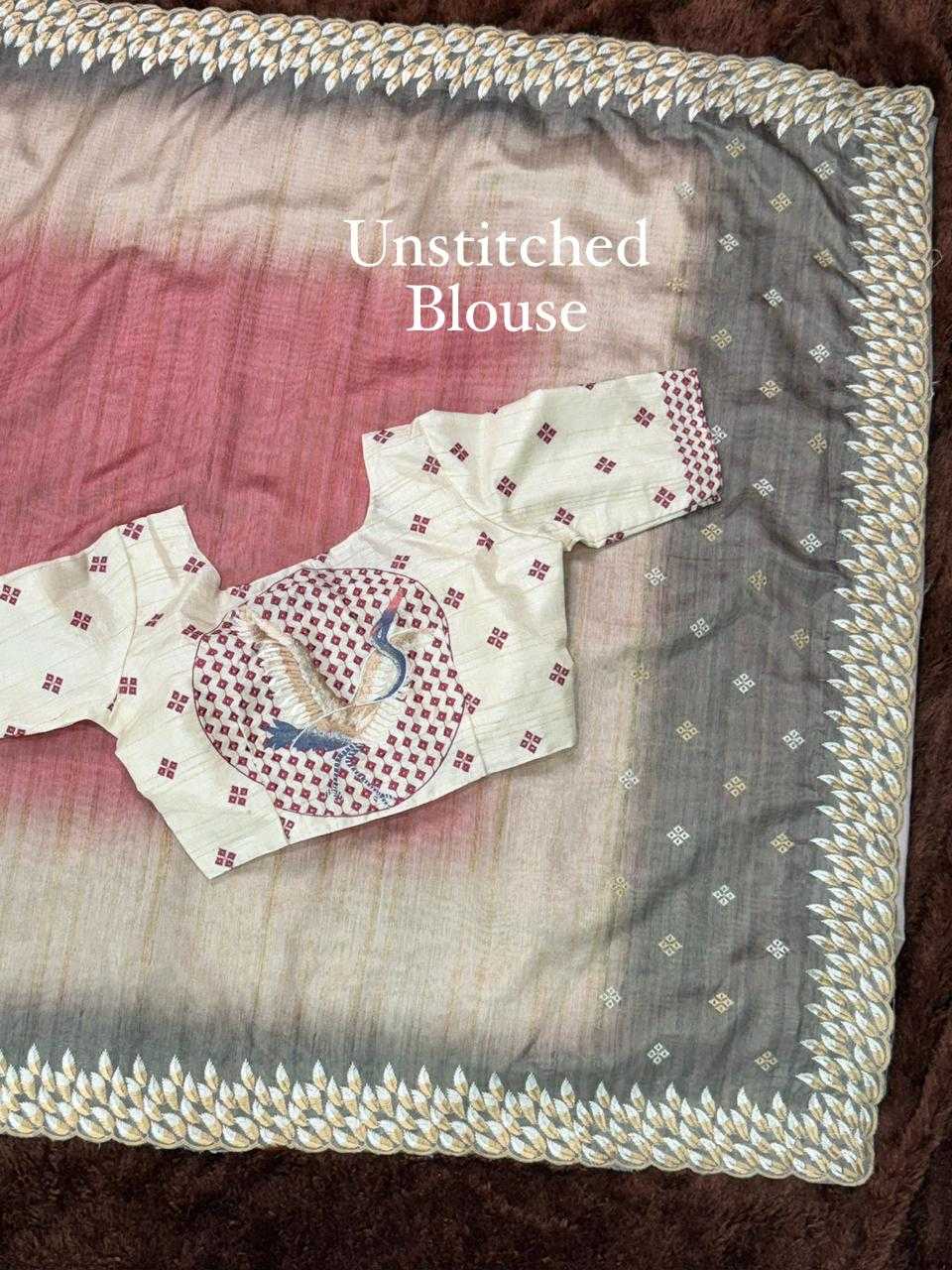 Ynf Tussar Silk KESH501 Flamingo Silk Sarees Wholesale Party Wear Silk Sarees Designer Silk Sarees Embroidered Silk Sarees Manufacturer- Kapda Export