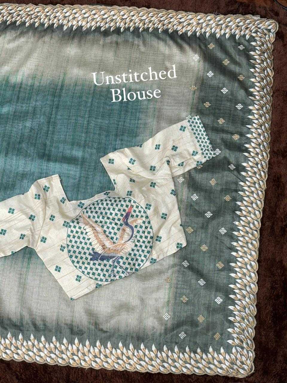 Ynf Tussar Silk KESH501 Flamingo Silk Sarees Wholesale Party Wear Silk Sarees Designer Silk Sarees Embroidered Silk Sarees Manufacturer- Kapda Export