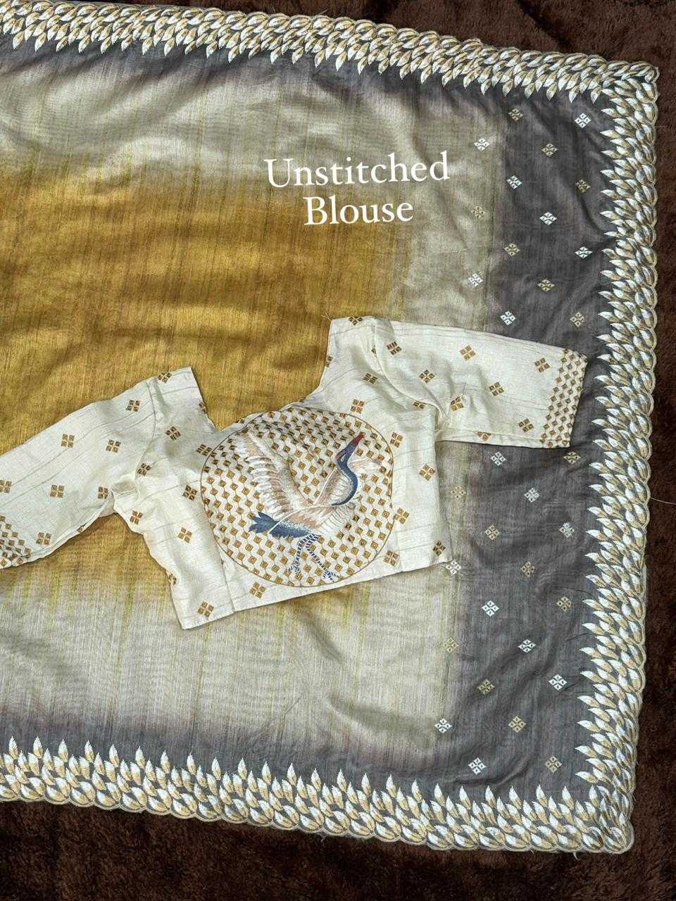 Ynf Tussar Silk KESH501 Flamingo Silk Sarees Wholesale Party Wear Silk Sarees Designer Silk Sarees Embroidered Silk Sarees Manufacturer- Kapda Export