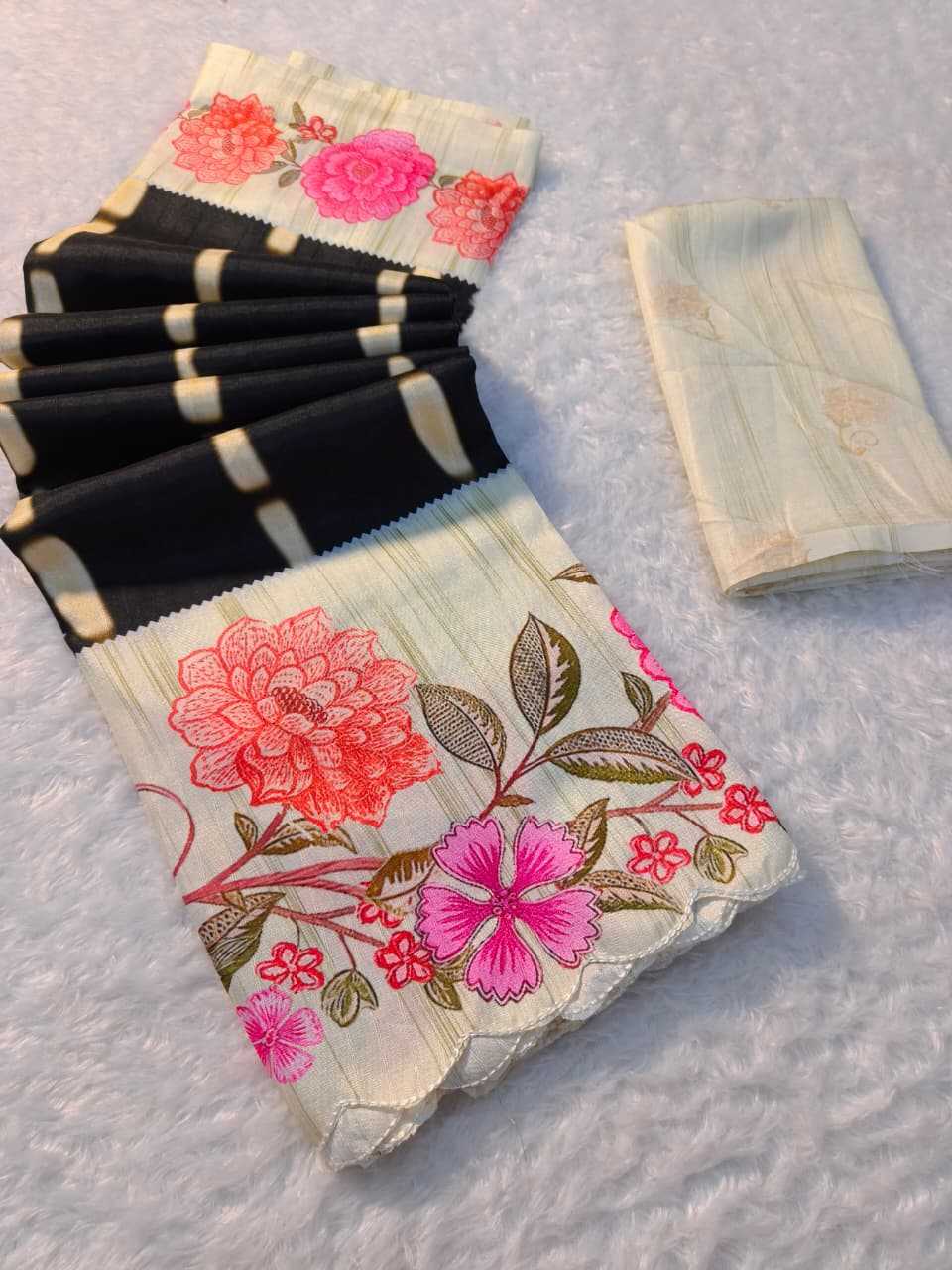 Ynf Tussar Silk KESH673 FLORA CUTWORK Silk Sarees Wholesale Tussar Silk Sarees Handloom Sarees Printed Silk Saree Manufacturer- Kapda Export