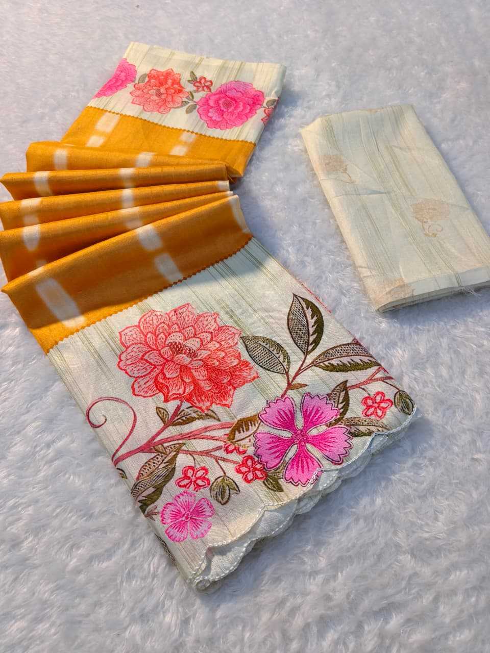 Ynf Tussar Silk KESH673 FLORA CUTWORK Silk Sarees Wholesale Tussar Silk Sarees Handloom Sarees Printed Silk Saree Manufacturer- Kapda Export