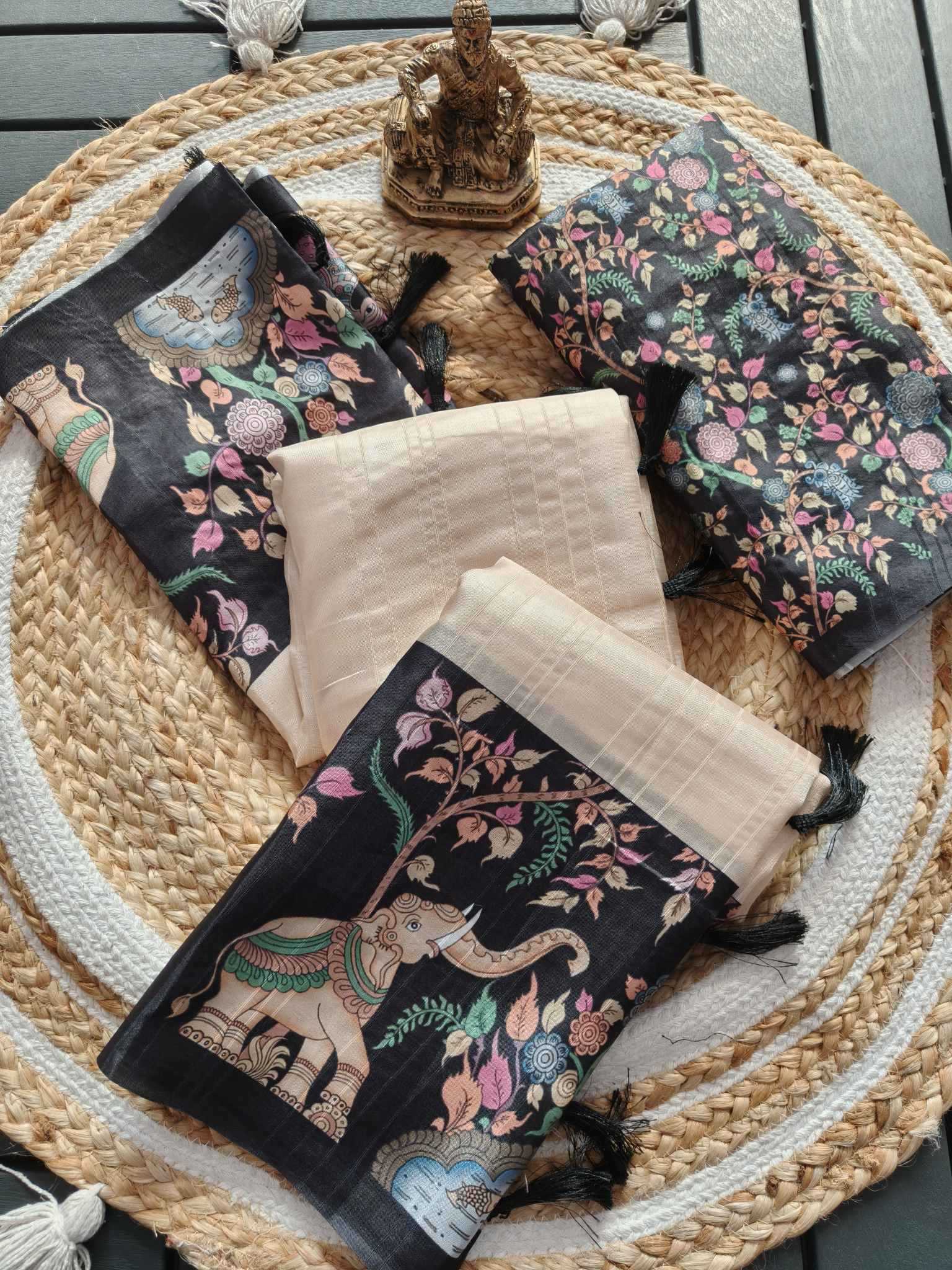 Ynf Tussar Silk KESH673 LAXMI HATHI Silk Sarees Festive Collections Wholesale Tussar Silk Sarees Printed Silk Saree Onam Collections Manufacturer- Kapda Export