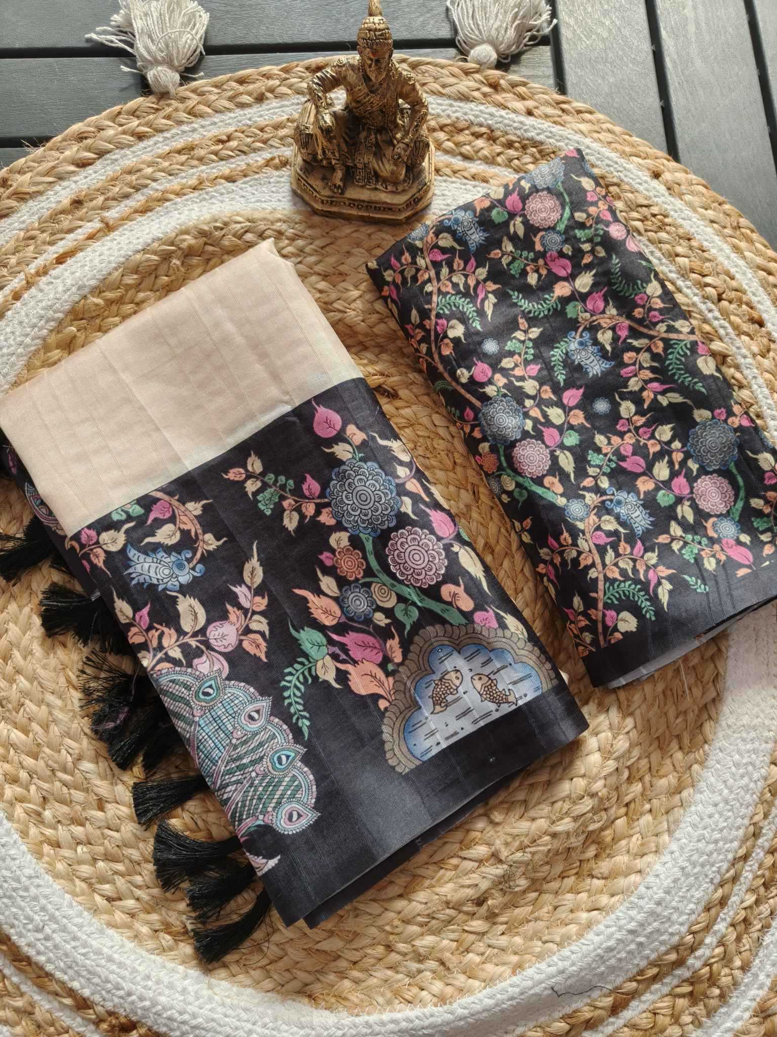 Ynf Tussar Silk KESH673 LAXMI HATHI Silk Sarees Festive Collections Wholesale Tussar Silk Sarees Printed Silk Saree Onam Collections Manufacturer- Kapda Export