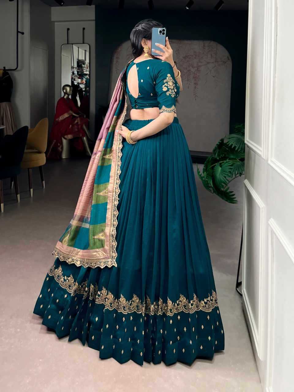 Ynf Vichitra Silk KESH134 AARNA Lehengas Wholesale Embroidered Lehenga Thread Work Lehenga Sequins Lehenga Manufacturer- Kapda Export