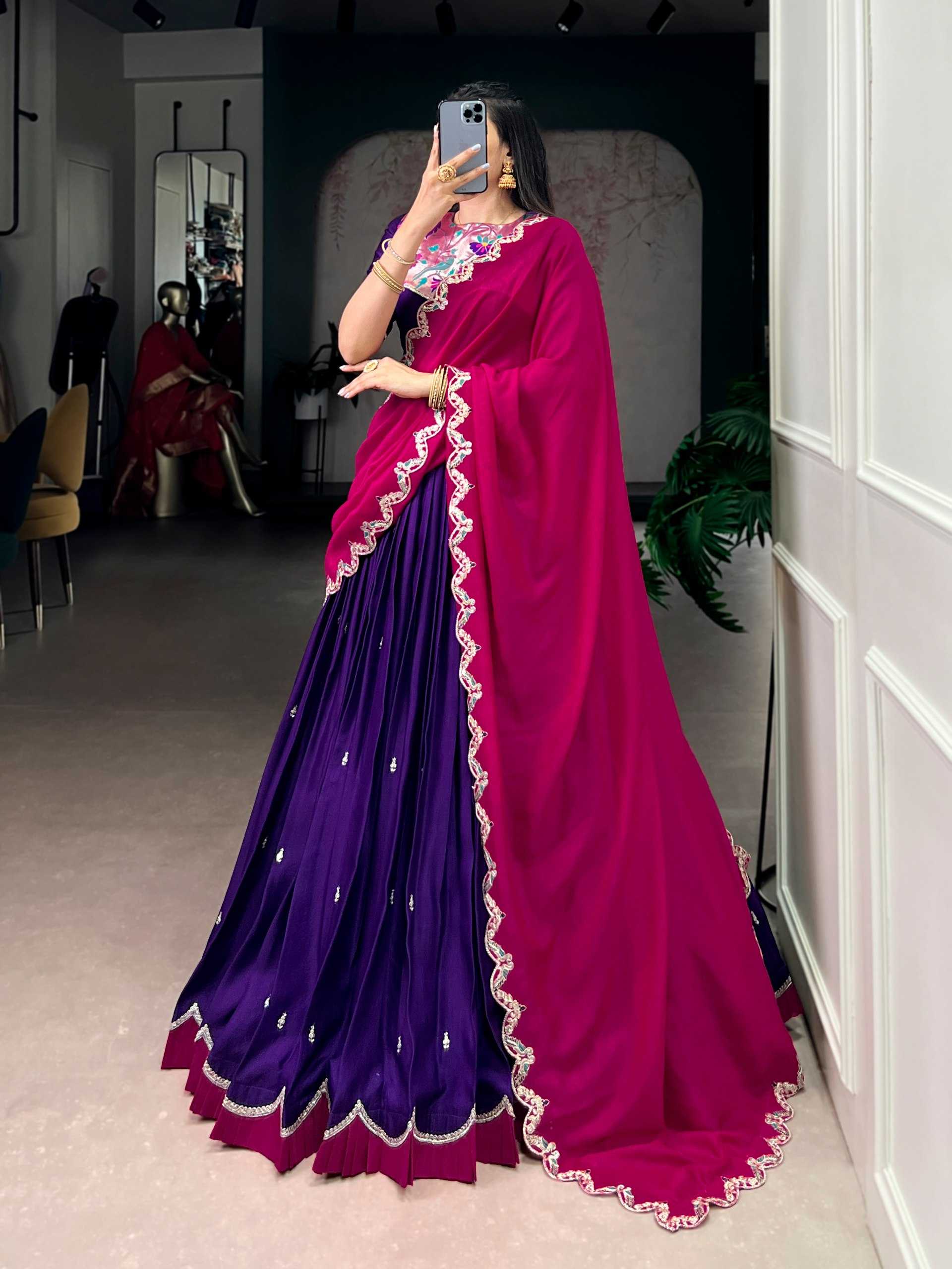 Ynf Vichitra Silk KESH134 LNB2034PRL Lehengas Wholesale Embroidered Lehenga Thread Work Lehenga Sequins Lehenga Manufacturer- Kapda Export