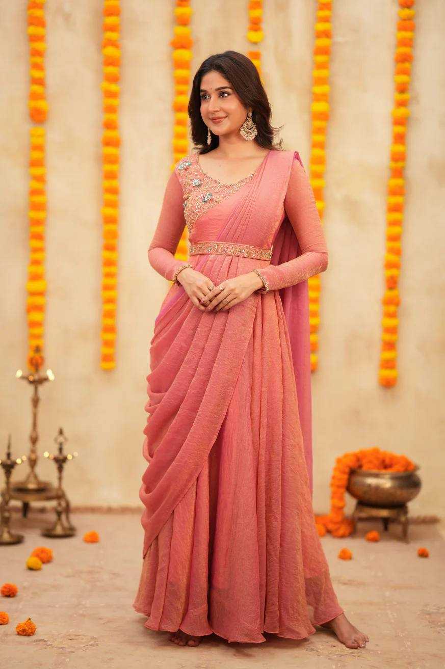 Ynf Vichitra Silk KESH210 2550 Gowns Wholesale Anarkali Gown Designer Gowns Indo-Western Gowns Manufacturer- Kapda Export