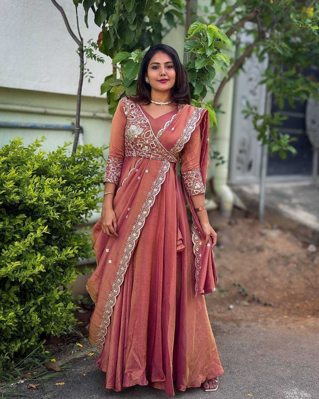 Ynf Vichitra Silk KESH210 2556 Gowns Wholesale Fancy Gowns Embroidery Gowns Designer Gowns Manufacturer- Kapda Export