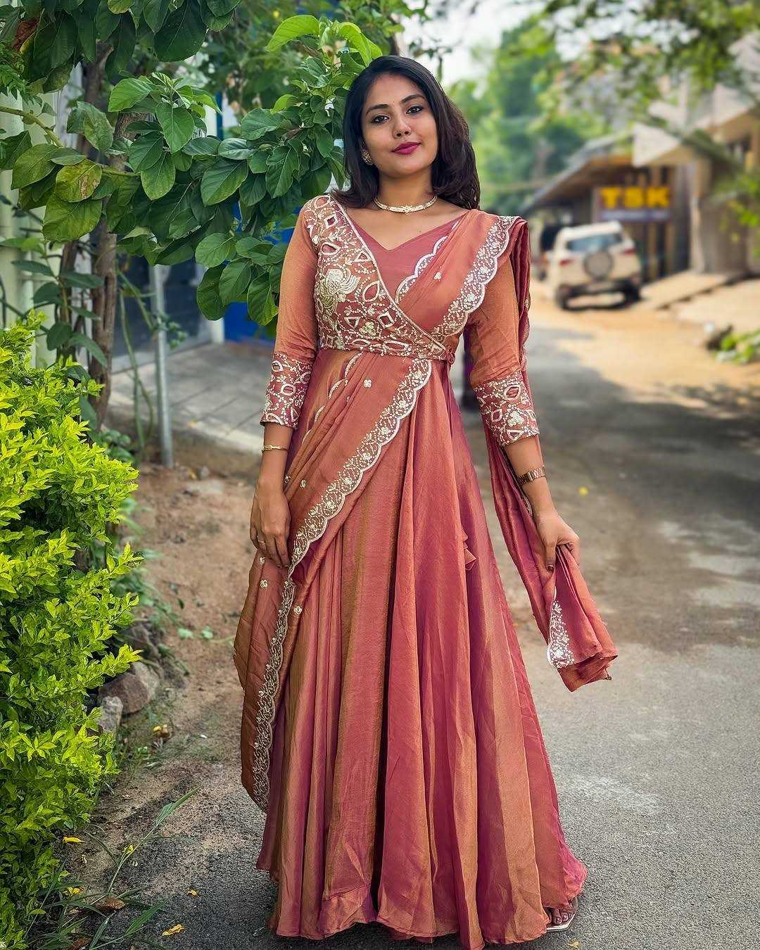 Ynf Vichitra Silk KESH210 2556 Gowns Wholesale Fancy Gowns Embroidery Gowns Designer Gowns Manufacturer- Kapda Export