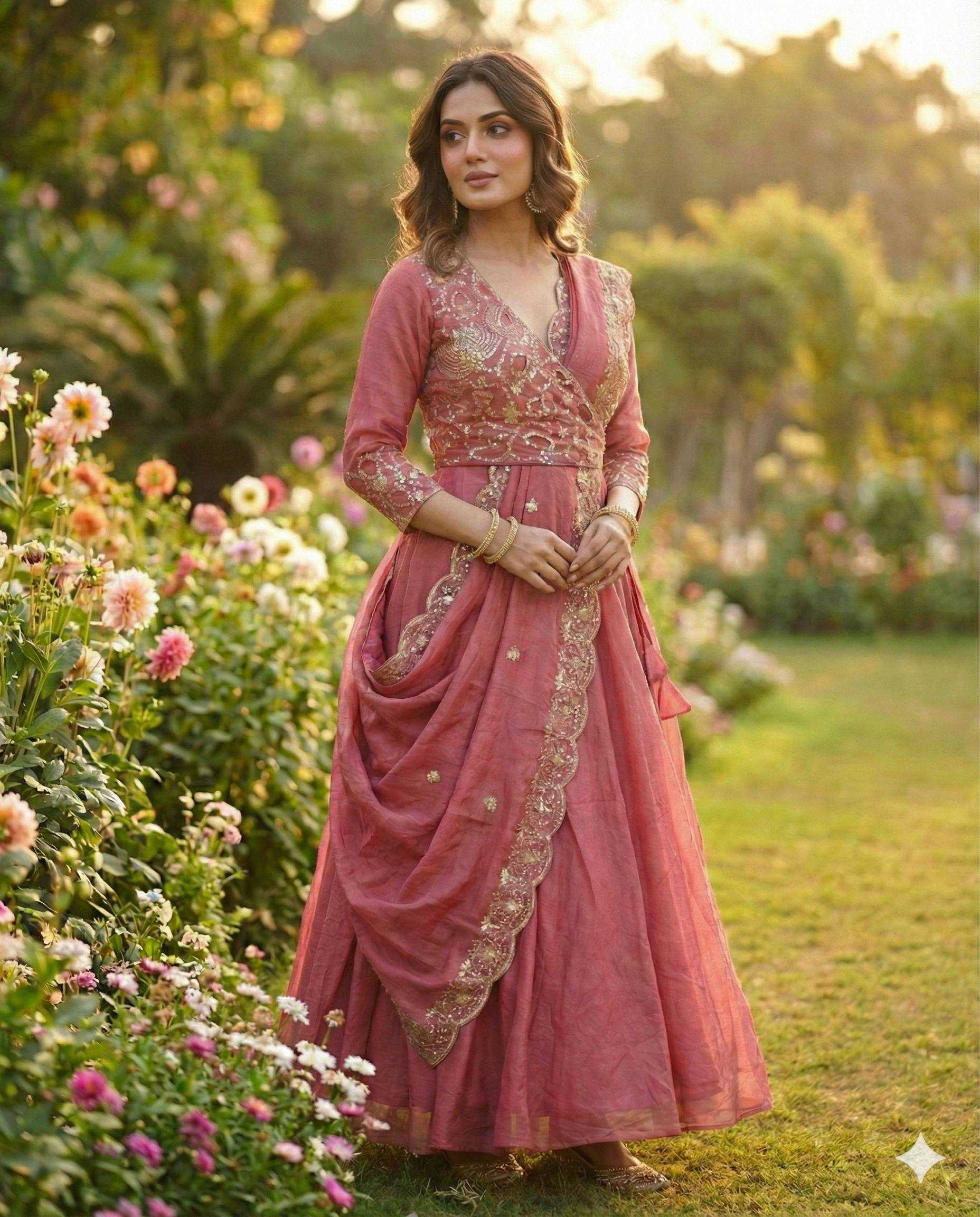 Ynf Vichitra Silk KESH210 2556 Gowns Wholesale Fancy Gowns Embroidery Gowns Designer Gowns Manufacturer- Kapda Export