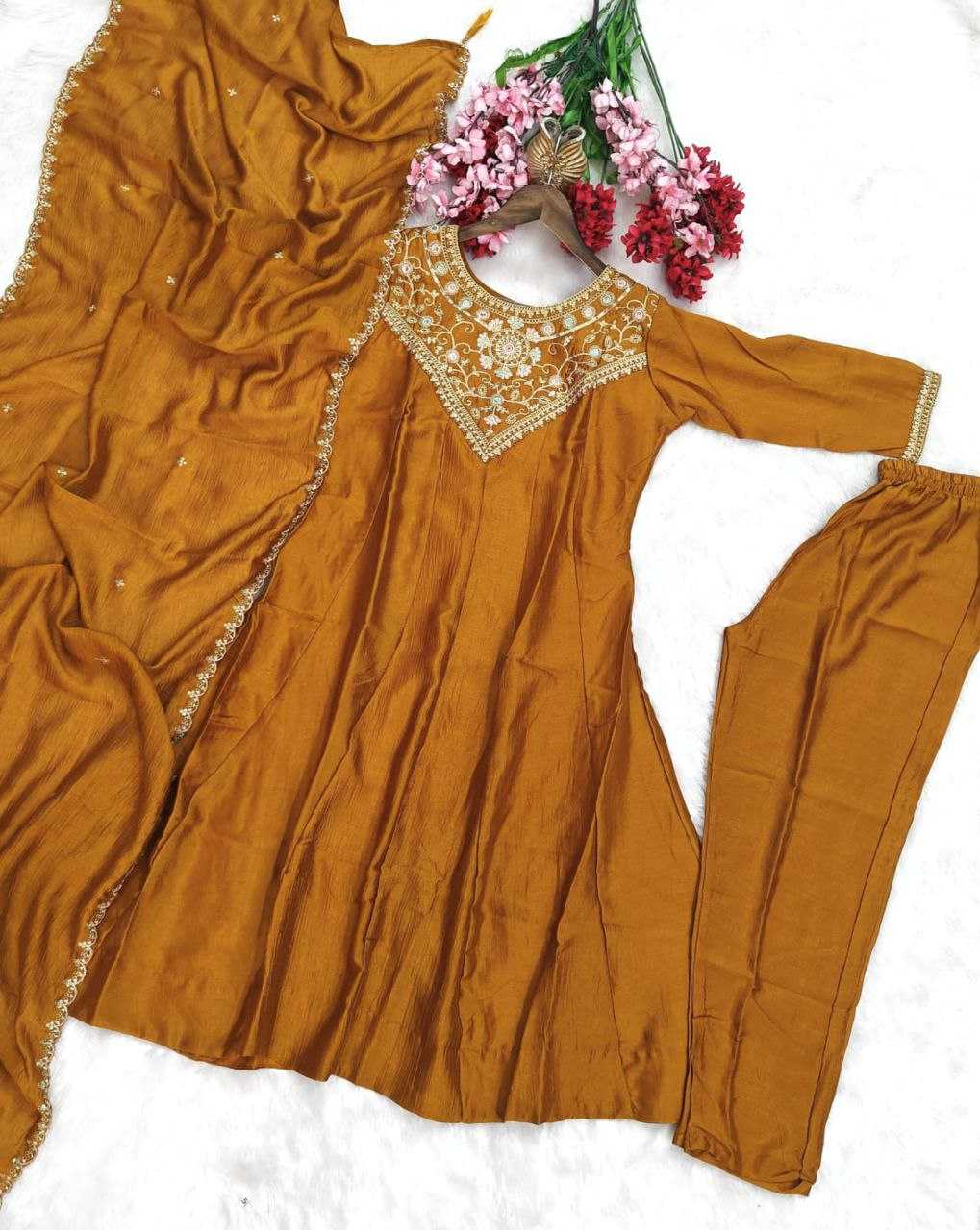 Ynf Vichitra Silk KESH536 Vichitra Kurti Wholesale Fancy Kurti Embroidered Kurtis Half Sleeve Kurtis Manufacturer- Kapda Export